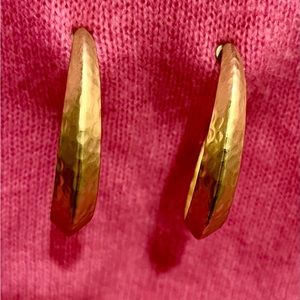 Hammered Gold Tone Hoop Earrings